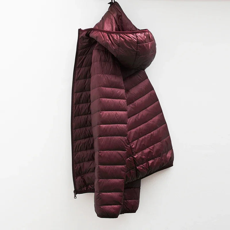 2024 Men Winter Coat Fashion Hooded White Duck Down Jackets Plus Size Ultralight Down Coat Portable Slim Down Parkas LadyShow.Store