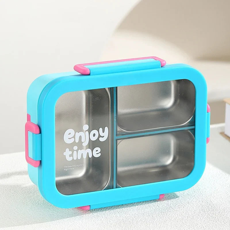 JUSTINLAU 304 Stainless Steel Lunch Box Compartment Leak-proof Student Office Workers Bento Box with Tableware Food Container LadyShow.Store