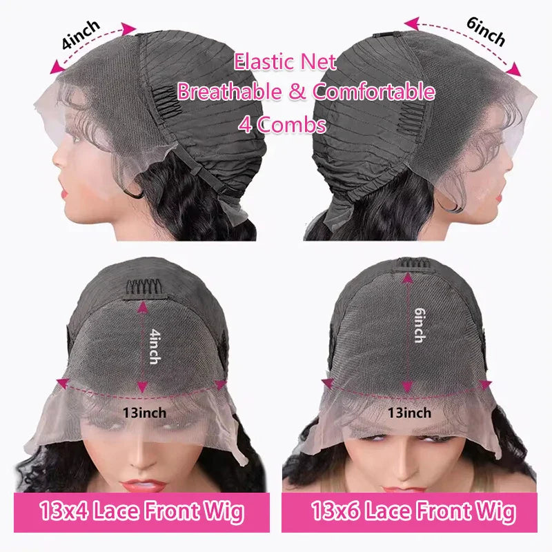 40 42 Inch Deep Wave Lace Front Wig Human Hair 100% Human Hair Deep Curly Frontal Wig Pre Plucked with Baby Hair for Women LadyShow.Store