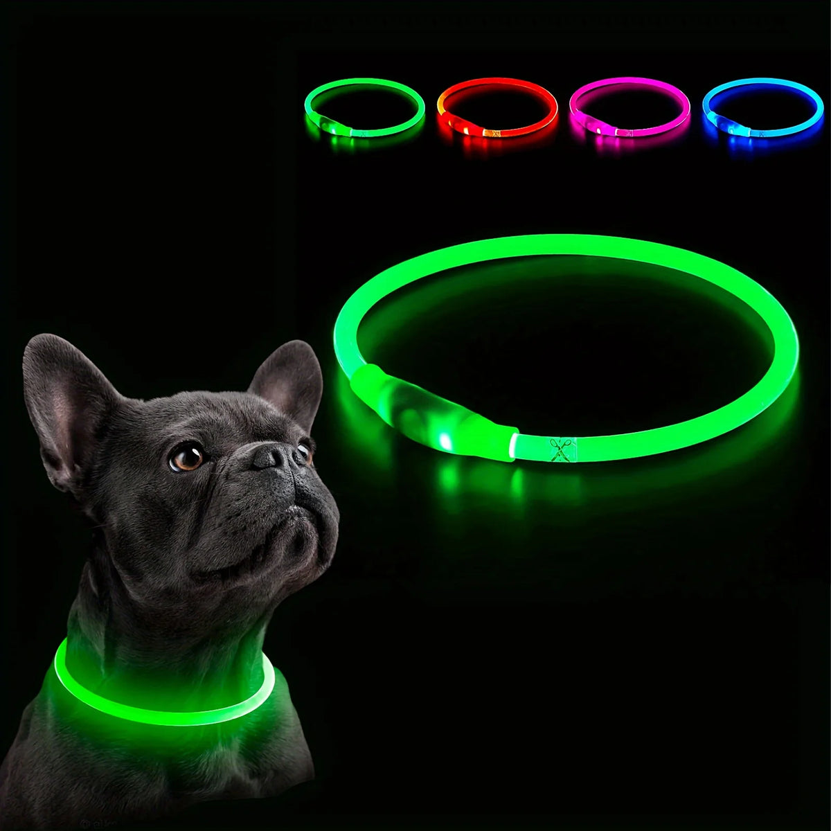 Pet Dog LED Light Collar Luminous Anti-Lost Dog Collar USB Rechargeable Dog Necklace Collar Pi-Mart