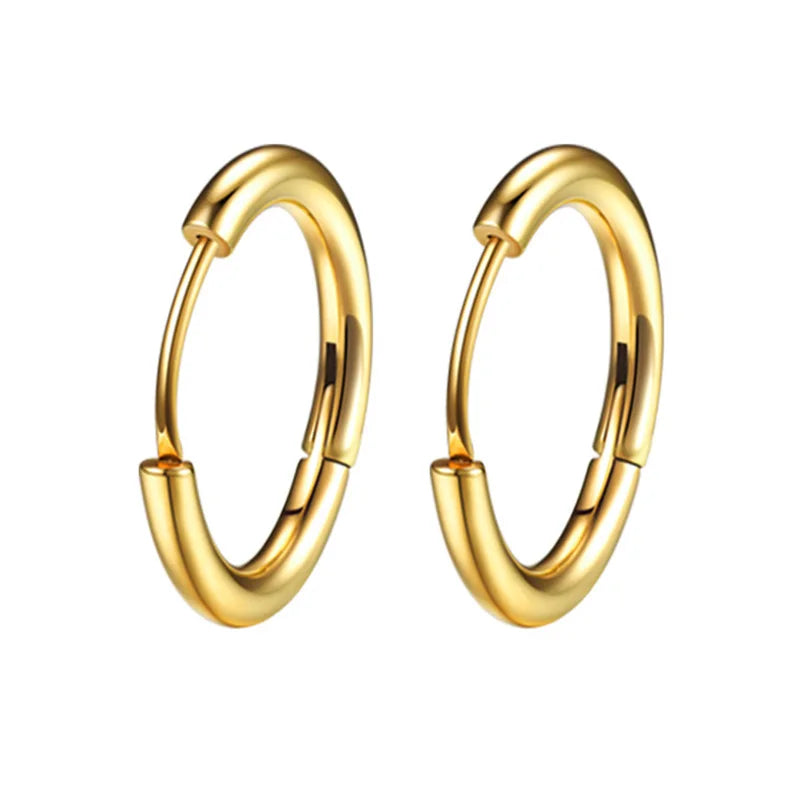 1 Pair Women/Man Stainless Steel Small Hoops Earring Piercing Ear Cartilage Tragus Simple Thin Circle Anti-allergic Ear Buckle Pi-Mart
