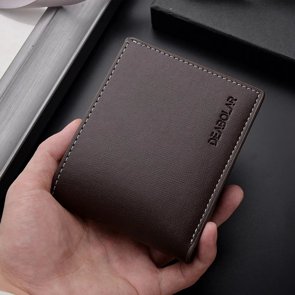 Pu Leather Men Short Wallet Thin Style Folding Young Men Credit Card Holder Wallet Pi-Mart