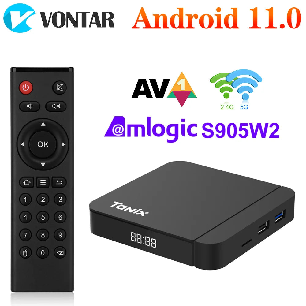 Tanix W2 Smart TV Box Android 11 Amlogic S905W2 4GB 64GB Support AV1 Dual Wifi  Media Player TVBOX Set Top Box 32GB 2GB 16GB Pi-Mart