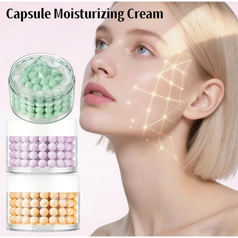 Korean Care Capsule Face Cream With Centella & Astaxanthin, Grape Seed Antioxidant Moisturizer, Soothing Barrier Care Skincare Pi-Mart