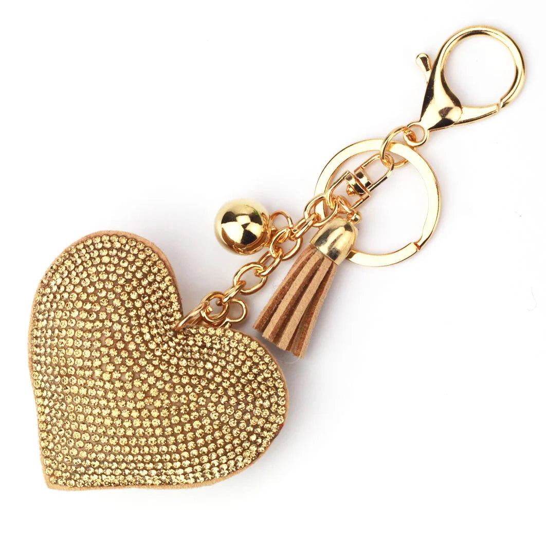 Rhinestone Heart Finger Keychain Bling Crystal Strap Pendant for Key Keychain Handbag Wallet Key Accessories Gift for Women Pi-Mart