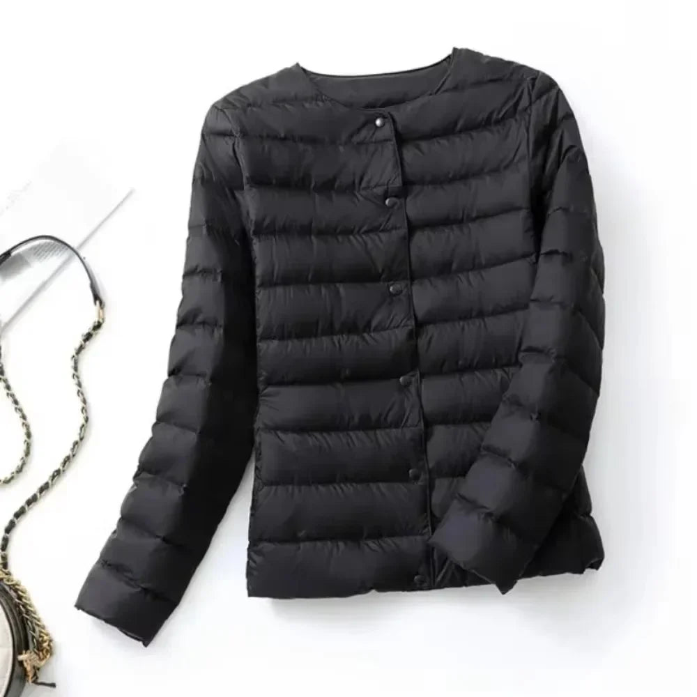 2024 New Autumn Winter Warm Ultra Light Weight Puffer Coats Down Jacket Women Slim Jacket Female Fashion White Duck Down Coat LadyShow.Store