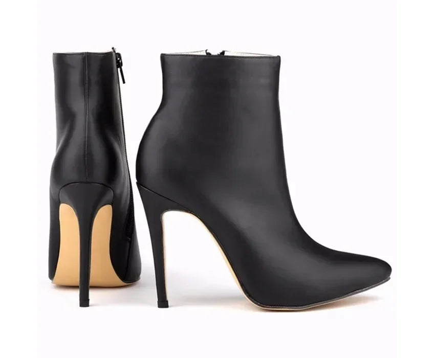 Women Short Boots Pumps Sexy Pointed Toe Side Zipper Super High Heels Stiletto 2026 Female Party Ankle Boot Shoes Botas De Mujer Pi-Mart