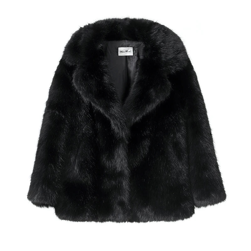 Neo Mint Women Winter 2024 High Quality Luxury Faux Fur Coat Thicken Warm Overcoat Outerwear Hot Girls Solid Long Fox Fur Jacket LadyShow.Store