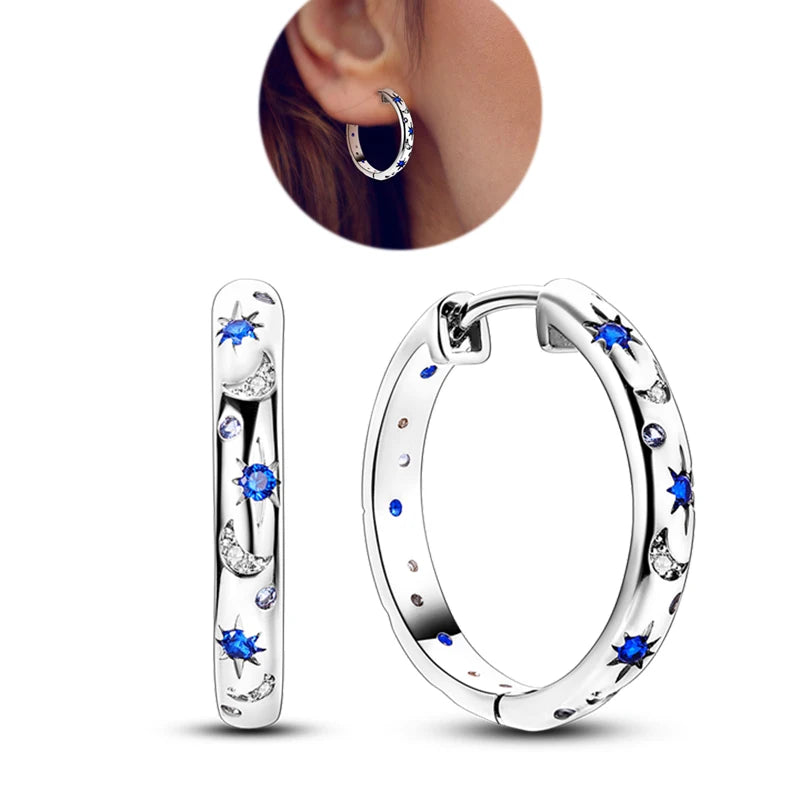 Genuine 925 Sterling Silver Love Feather Earrings Fit Original Charms Hoop For Women Girls Stud Earring Fine Jewelry Gifts Pi-Mart