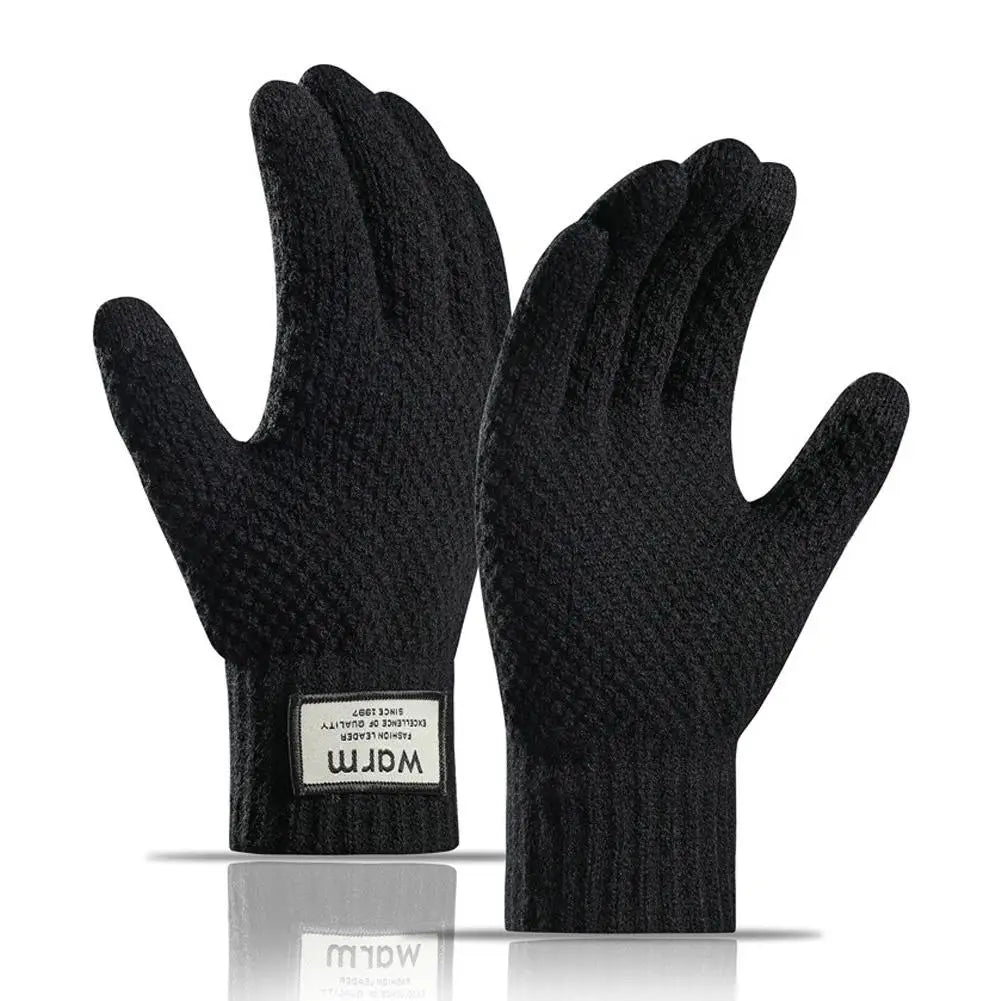 Thermal Winter Gloves For Men Thickened Warm Fleece Lined Anti-Slip Touch Screen Thermal Windproof Cycling Gloves Pi-Mart