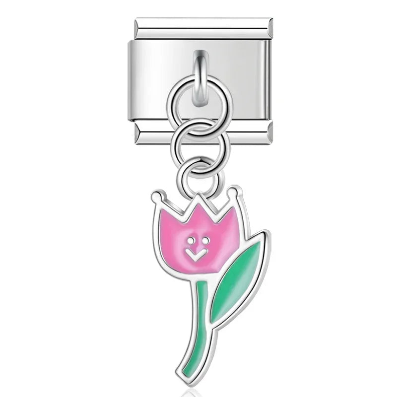 Hapiship 9mm Width Original Daisy Unicorn Angel Cup Santa Claus Italian Charm Fit Bracelet Stainless Steel Jewelry Making DJ050 Pi-Mart