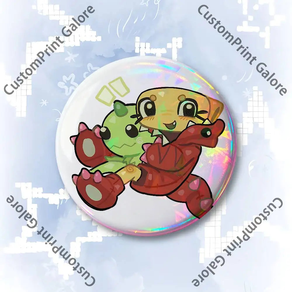 Cute Funny S-Shelly W-Wold Customizable Badge Tinplate Brooch Laser Film Lapel Pin for Decoration Party Small Gifts Pi-Mart