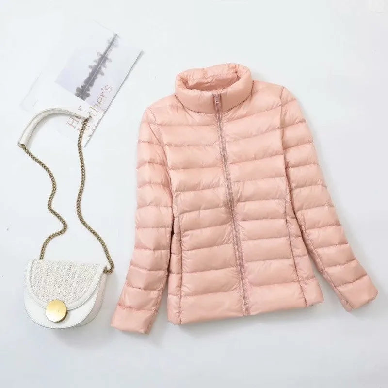 Light Down Coat Women Spring Jacket Fashion Short Ultra Lightweight Packable Puffer Coats Female Down Warm Slim Fit Parkas LadyShow.Store