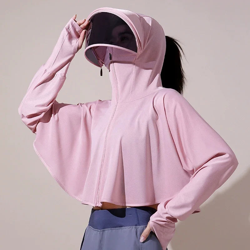 Summer Sun-protective Women's Clothing Breathable Smock Ice Silk Thin UV Protection Ladies Cloak & Cape For Women LadyShow.Store