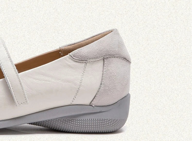 DRKANOL 2026 Women Genuine Leather Flat Shoes Summer Shallow Sheepskin Hook And Loop Casual Loafers Ladies Low Heel Single Shoes Pi-Mart