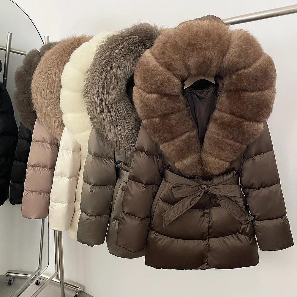Natural Fur Collar Down Jacket Women Winter 2026 High Quality Duck Down Puffer Parka Windproof Warm Down Coat Outerwear New LadyShow.Store