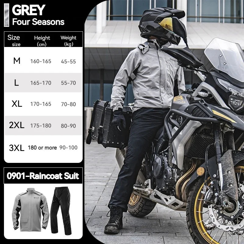 SULAITE Motorcycle Raincoat Suits Men Waterproof Rain Gear Rain Jacket Reflective Work Rain Coats Lightweight Hiking Rainsuit LadyShow.Store