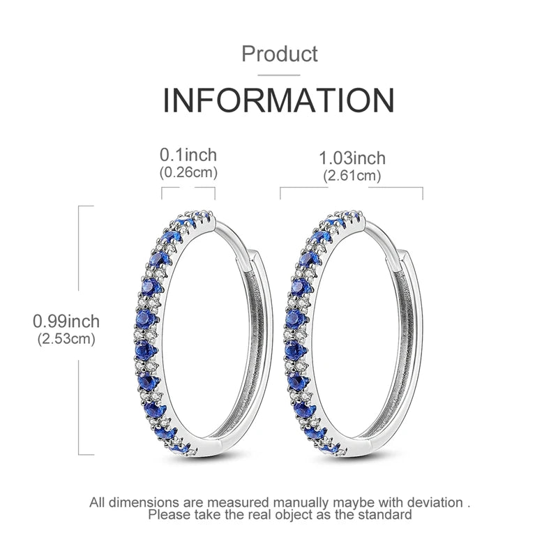 925 Sterling Silver Hoop Earring For Woman Night Sky Blue Purple Gemstone Original Earrings Fashion Jewelry Gift Pi-Mart