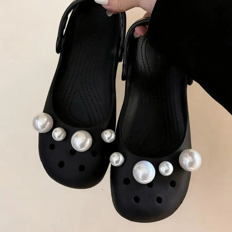 Elegant Polka Dot Bowknot DIY Shoes Charms Set 2026 New Luxury Faux Pearl Ballet Clogs Accessories Woman's Shoes Decorations Pi-Mart