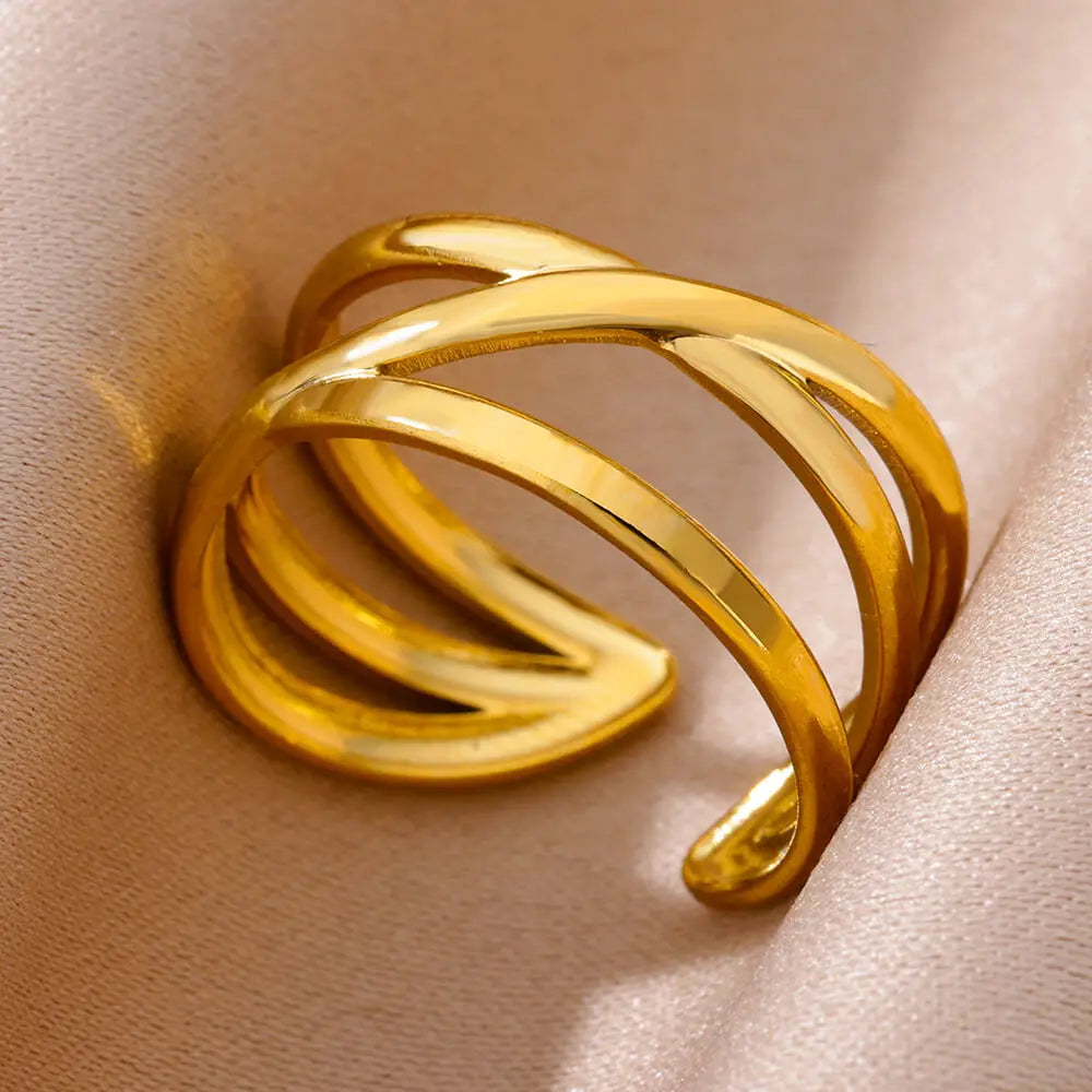 316L Stainless Steel Rings for Women Gold Color Never Fade Luxury Classic rings wedding couple rings Jewelry Free Shipping Pi-Mart