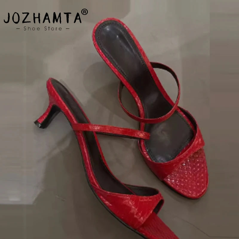 JOZHAMTA Size 34-43 Women Real Leather Casual Flats Slippers Comfort Slides Sandals Soft  Fashion 2025 Daily Home Outdoor Pi-Mart