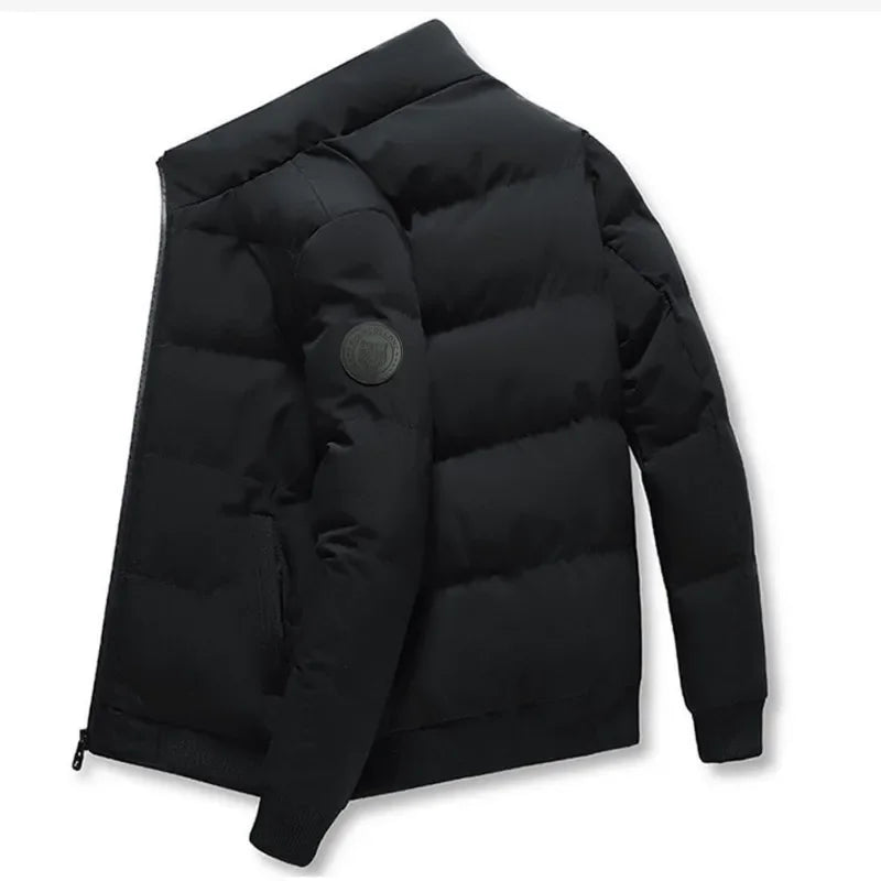 2025 Winter New Solid Color Zipper Down Jacket Thick Cotton Jacket Men Trendy Brand Casual Youth Coat Versatile Comfortable Top LadyShow.Store
