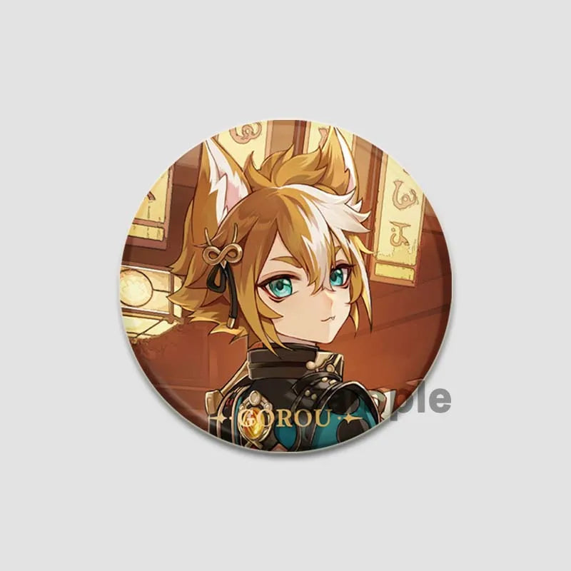 Genshin Impact Game Brooches 58mm Round Button Pins for Backpack Jackets Jewelry Cartoon Cosplay Badge Hutao Zhongli Xiao Badges Pi-Mart