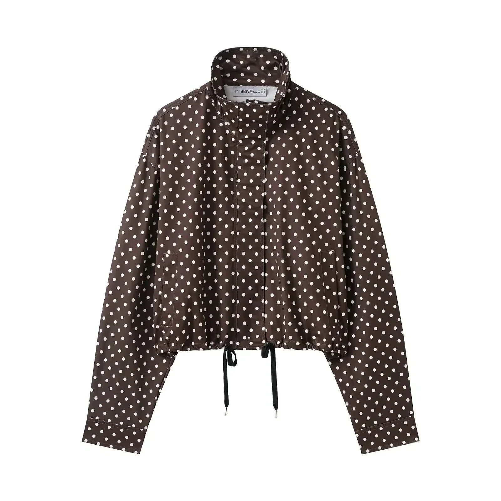 TARUXY Fashion Polka Dot Print Jacket Coat Women's Stand Collar Long Sleeved Workwear Coat Ins Hot Short Casual Female Jackets LadyShow.Store