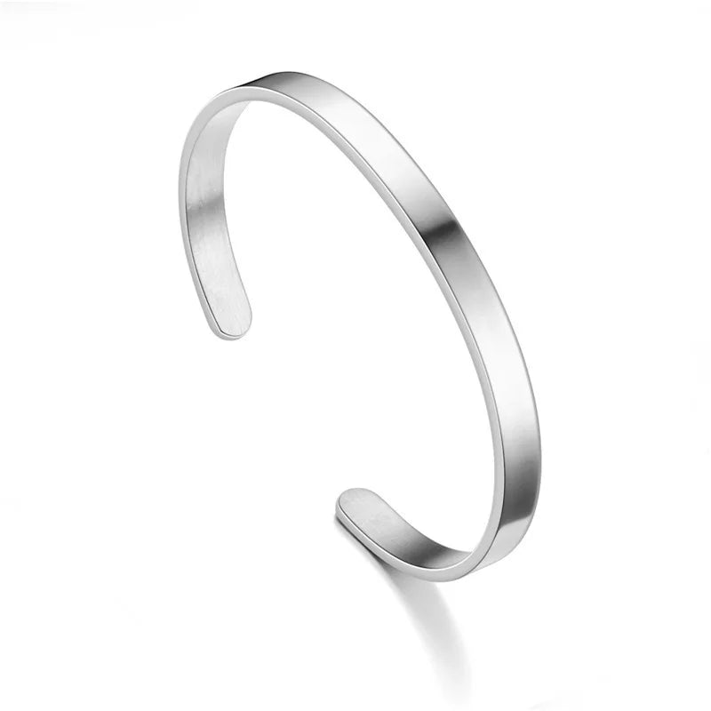 Stainless Steel Silver Color Men Snake Bone Chain Bracelet Simple Non-Fading Open Bracelet For Women Fashion Hip Hop Jewelry Pi-Mart