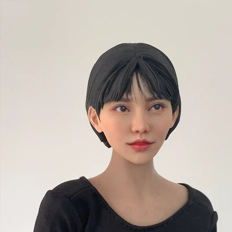 1/6 1/12 Super-realistic Woman Head Sculpture Beauty Head Painted Resin Model For 12" 6" Female Soldier Action Figure Body Doll Tri Light Beauty