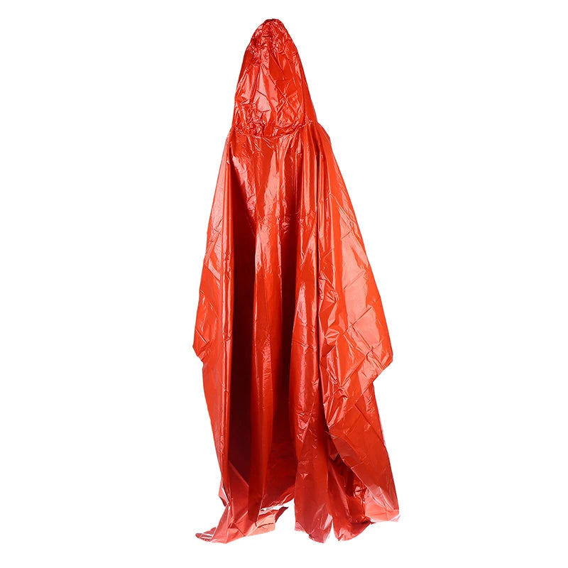 Waterproof Emergency Rain Poncho PE Thermal Blanket Raincoat Hooded Cover For Outdoor Camping Hiking Travel Motorcycle Rain Gear Pi-Mart