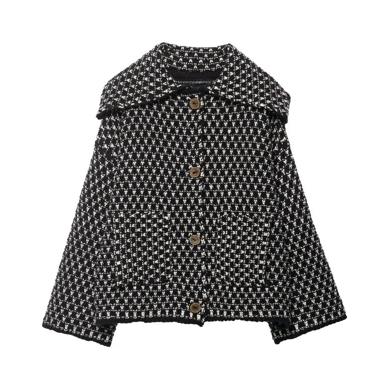 HH 2026 Spring Jacket For Women Loose Casual Knitted Cardigans Lapel Single Breasted Long Sleeve Sweater Coat High Street Tops LadyShow.Store