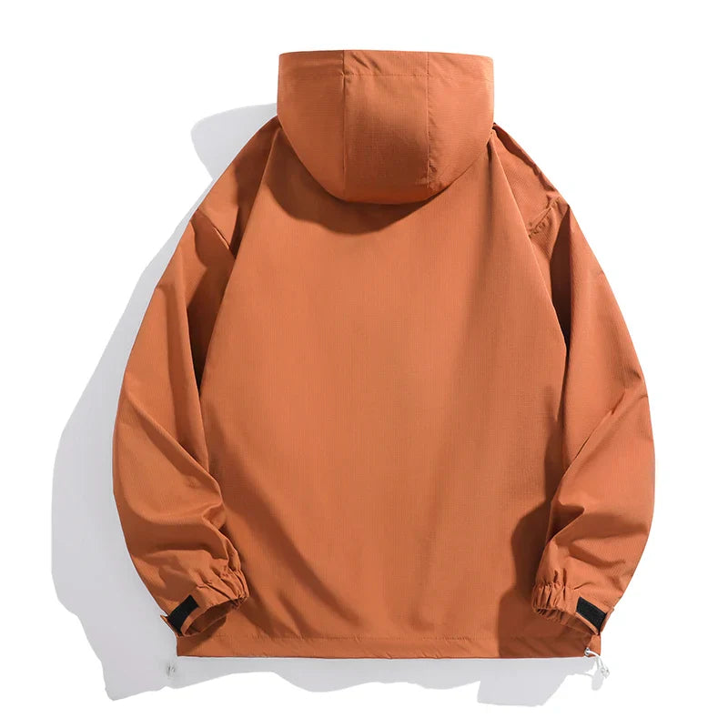 CHRLCK Men Hiking Jacket Outdoor Waterproof Fishing Hooded Sport Jacket Adjustable Drawstring Travel Jacket Mountaineering Coats LadyShow.Store