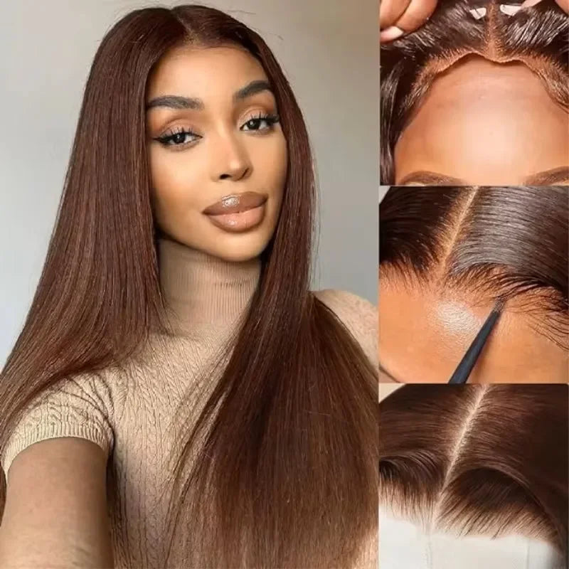 Chocolate Brown Lace Front Wigs Human Hair 180% Density Straight HD Lace Front Wigs Human Hair Pre Plucked with Baby Hair Brown LadyShow.Store