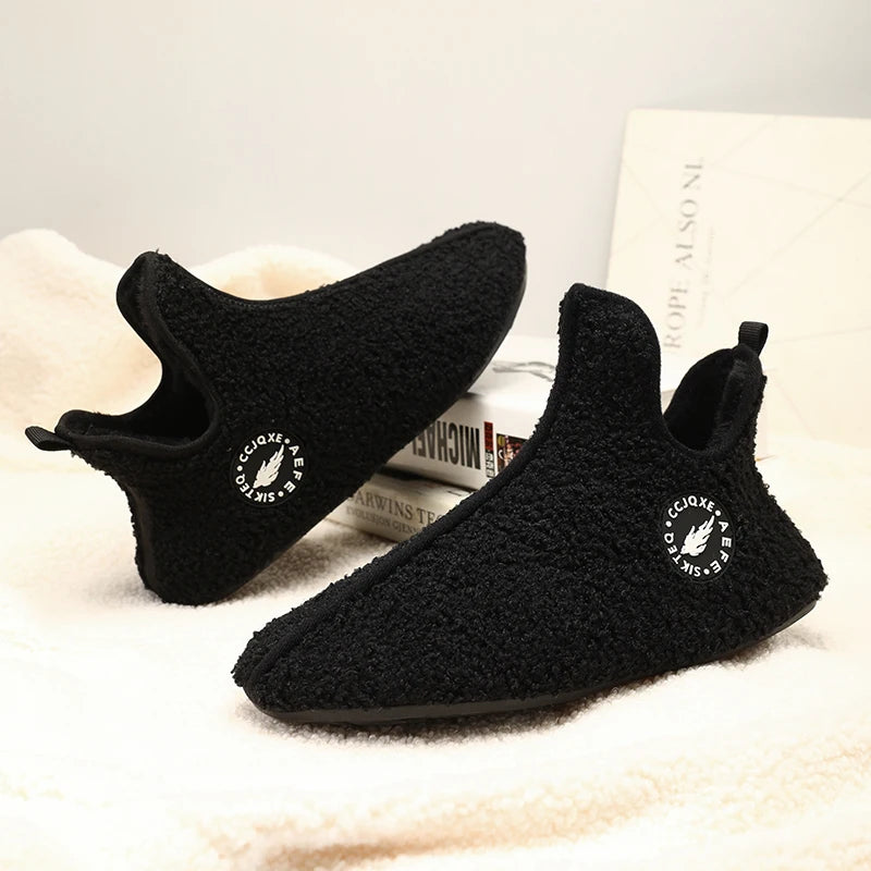New Men Winter Slippers High Quality Light Weight Disign Shoes Fashion Women Plush Slipper Warm Slip on Casual Shoe for Couples Pi-Mart