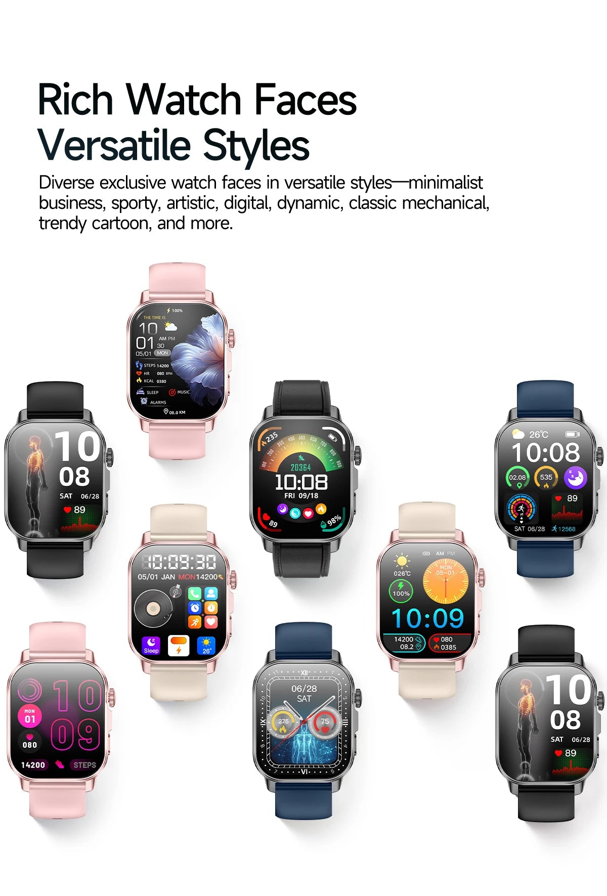 New Men Accurate Health Diagnosis ECG Smart Watch Blood Pressure Blood Oxygen Blood Fat Uric Acid Temp Bluetooth call Smartwatch Pi-Mart