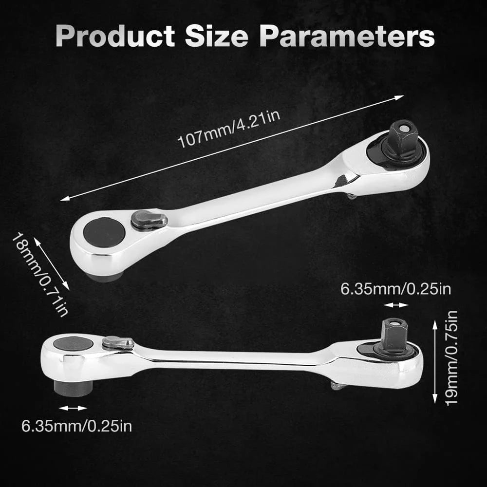 Mini Double Headed Ratchet Wrench 1/4 Inch Drive Socket Screwdriver Bit Driver Quick Release Ratchet Wrench Hand Tools Pi-Mart
