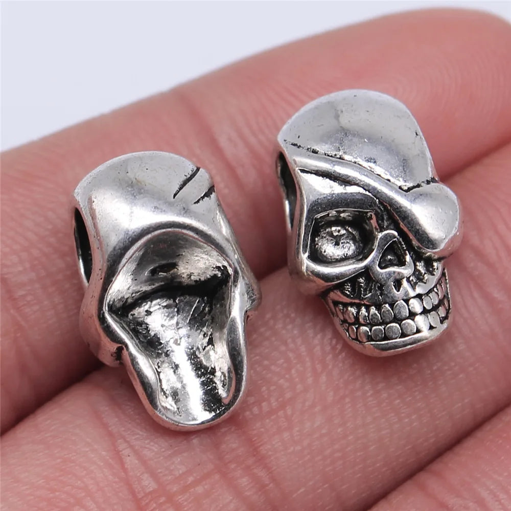 10pcs Skull Beads Beard Loose Beads Spacer Beads Fit Beards Or Hair Decorations Accessories Braid Dreadlock Tube Rings Pi-Mart