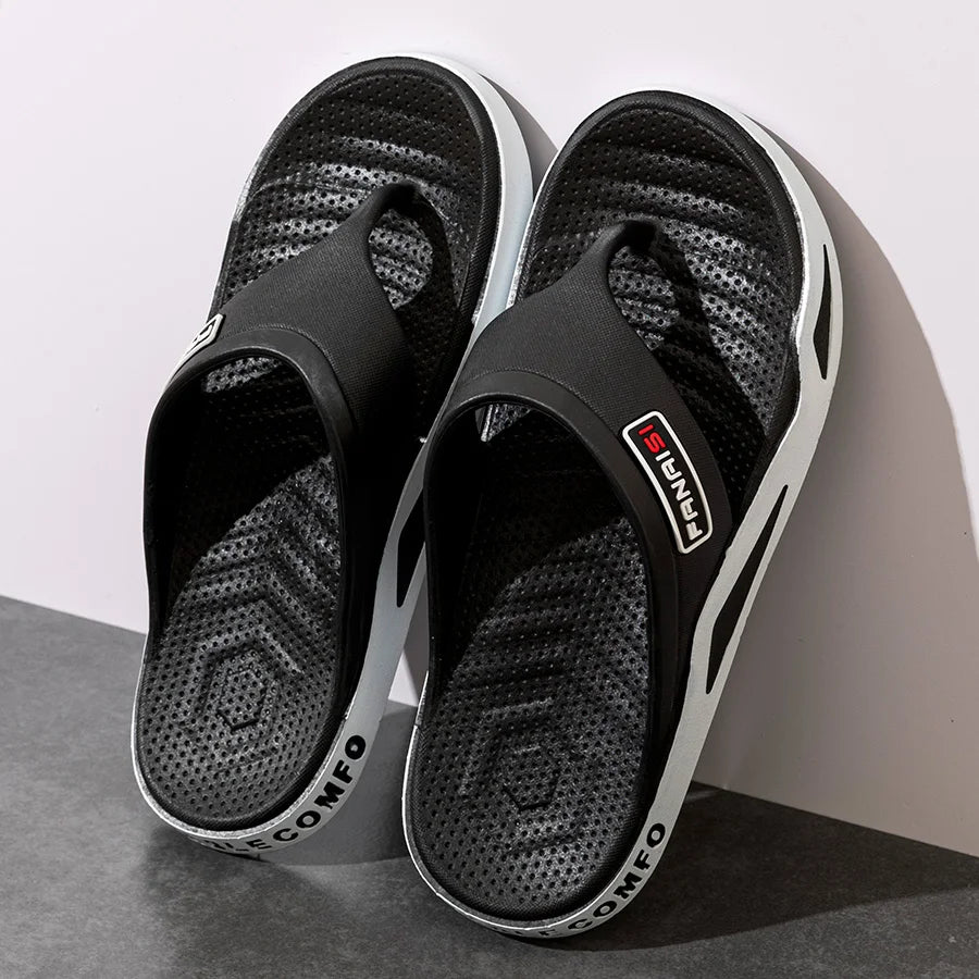 Fashion Men's Slippers Summer Outdoor Flip Flops Non-slip Indoor Bathroom Couple Leisure Beach Shoes Sandals Pi-Mart