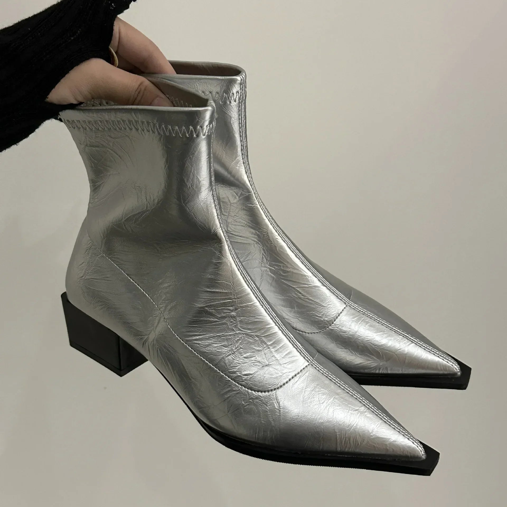 Autumn Women Ankle Boots Shoes Fashion Pointed Toe Ladies Short Boot Square Low Heel Casual Winter Women's Footwear 2024 LadyShow.Store