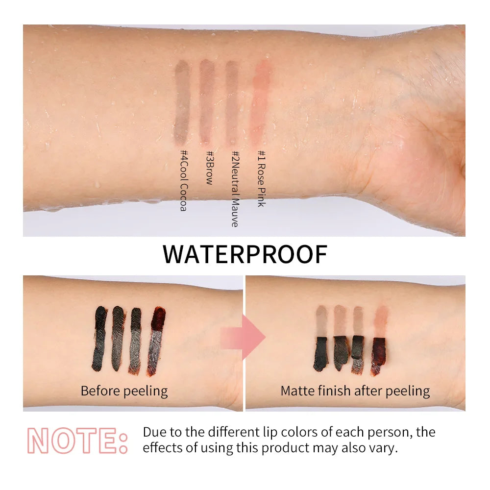 Waterproof Lip Liner Peel Off Tattoo Lipgloss Waterproof Long Lasting Matte Lip Tint Brown Contour Tear-off Lips Stain Cosmetic Tri Light Beauty