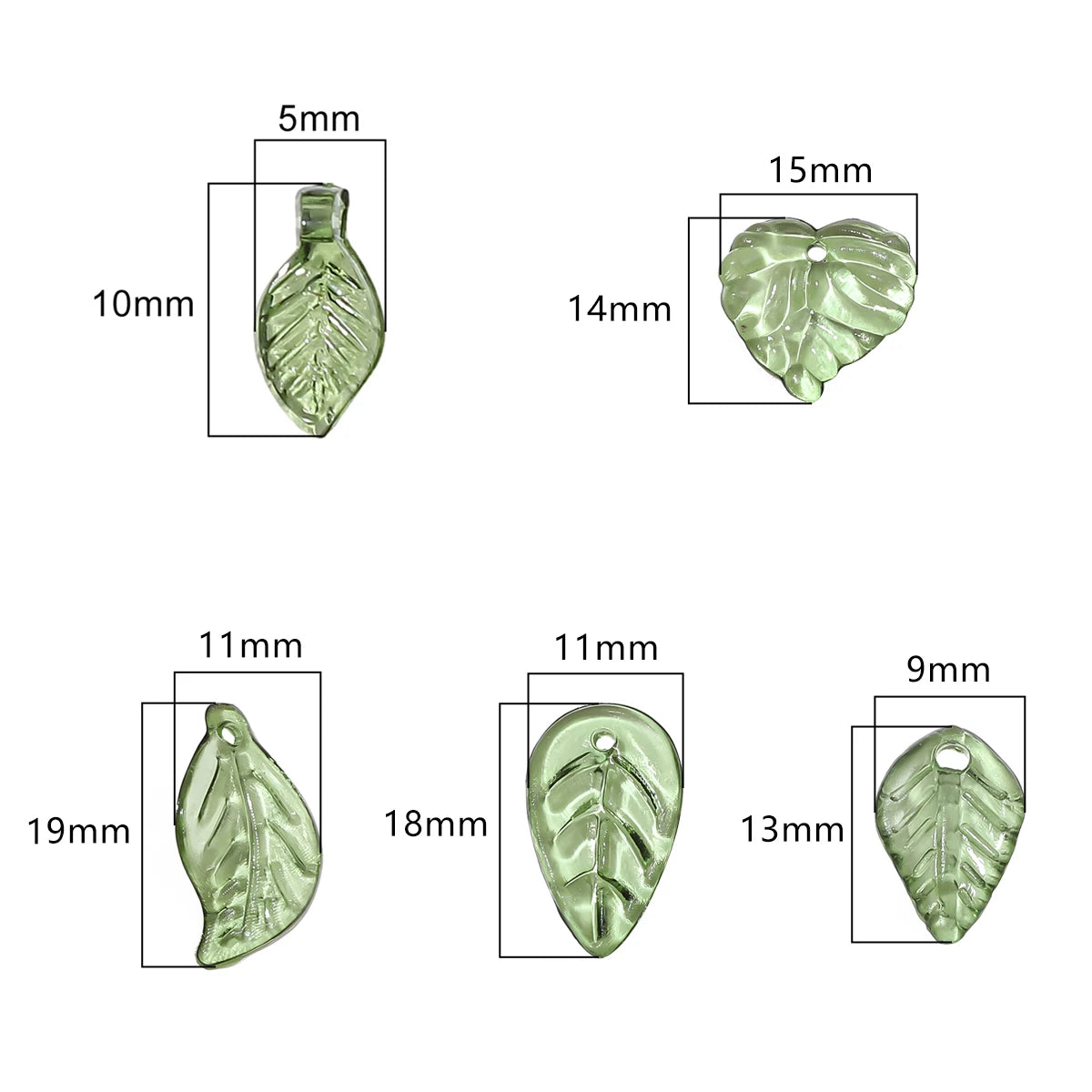 100pcs Acrylic Mini Small Tree Leaf Hand Beaded DIY Handmade Necklace Earrings Loose Bead Separated Bead Jewelry Accessory Mater Pi-Mart