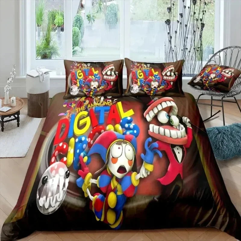 THE AMAZING DIGITAL CIRCUS Cartoon Bedding Set Double Twin King Duvet Cover Comforter Pillowcase Boys Girls Adults Bedroom Pi-Mart