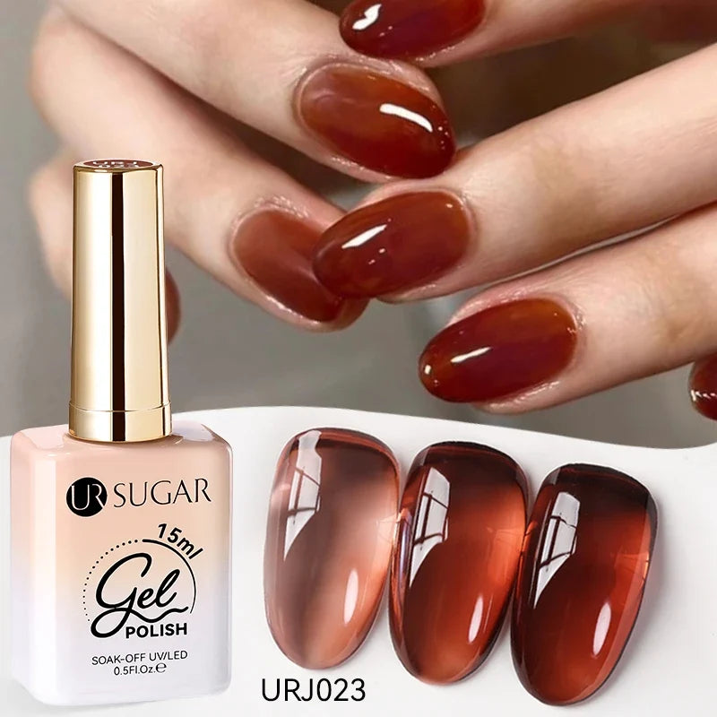 UR SUGAR 15ml Jelly Milky White Translucent Color Gel Polish Semi Permanent UV Gel Nail Art Soak Off Gel Varnish Latest Fashion Tri Light Beauty