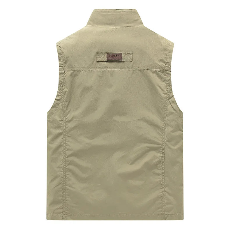 FGKKS Spring New Men Waistcoat Outdoor Leisure Solid Color Vest Young Middle-aged Photography Fishing Casual Vest Jacket Male LadyShow.Store