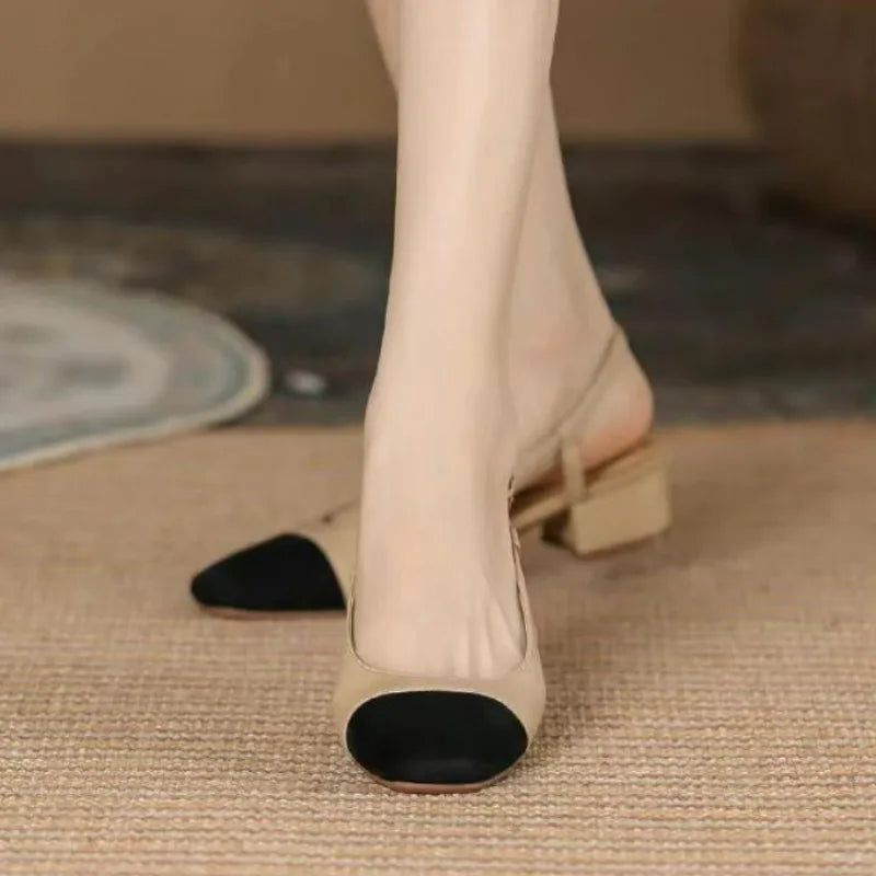 Summer New Fashion Low Square Heels Shoes Korean Color Matching Party Ladies Shoes Designer Chaussure Femme All-match Sandals LadyShow.Store