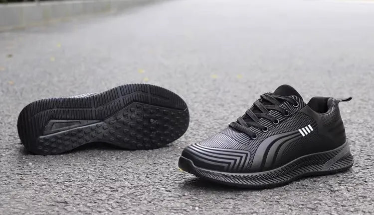 Waterproof Men's Sneakers Casual Running Shoes Soft Bottom Black Leather Sports Shoes Pi-Mart
