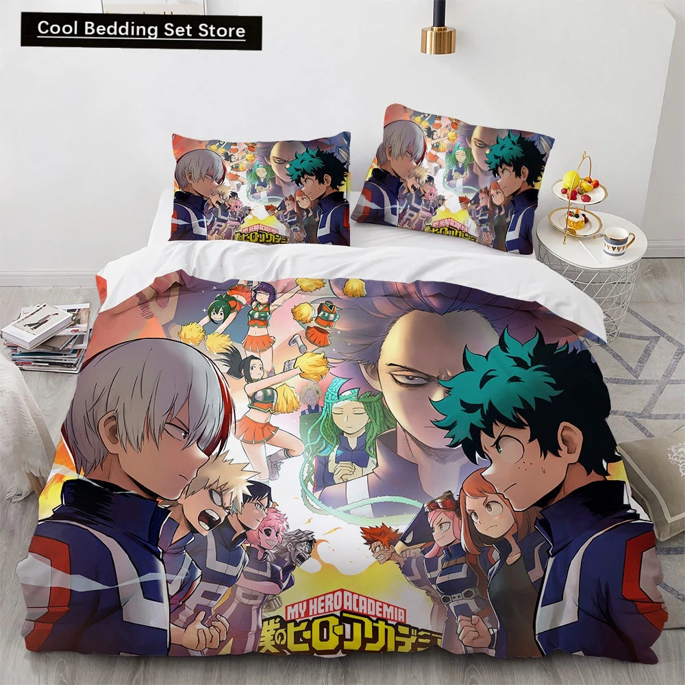 New Anime My Hero Academy Bedding Set Anime Characters Duvet Cover 3D Cartoon Polyester Quilt Cover Queen King Size Kids Boys Pi-Mart