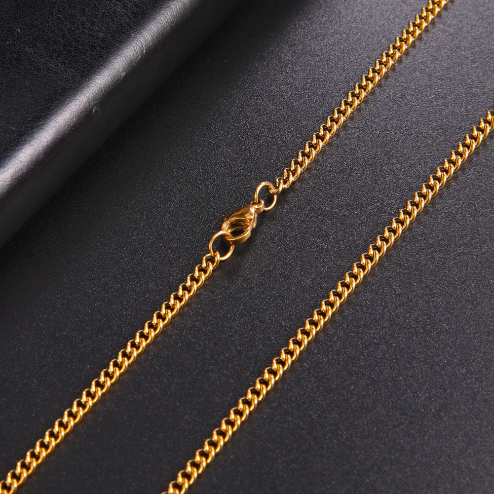 Skyrim Fashion 60cm Long Box Chain Necklace Men Stainless Steel Black Gold Color Link Chains Basic Punk Jewelry Wholesale Pi-Mart