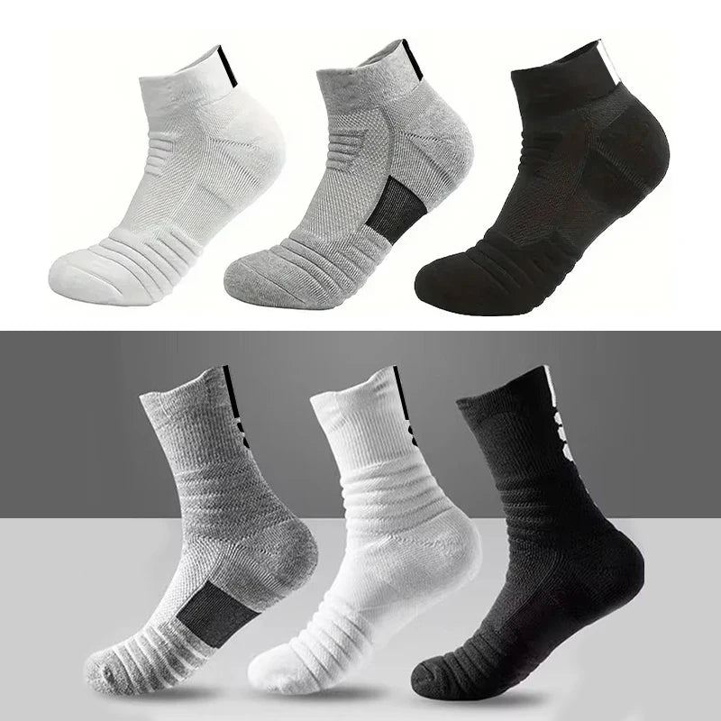 1/3 Pairs Anti-slip Football Socks Men Cotton Sock Short Long Tube Soccer Basketball Sport Socks Breathable Deodorous Sock 39-45 Pi-Mart
